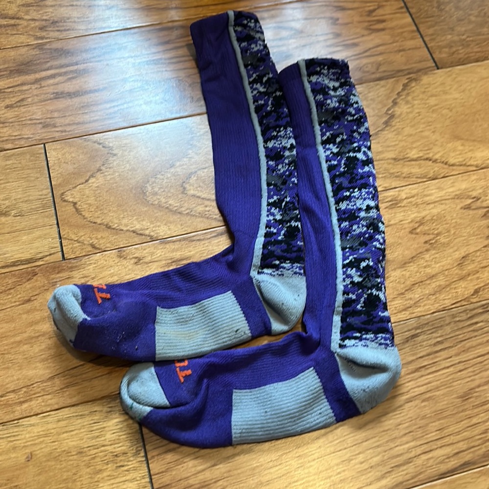 Purple/camo socks
